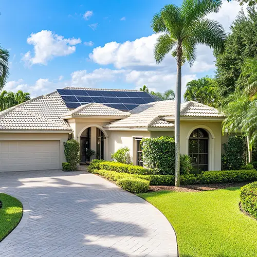 Suburban home with lush green lawn